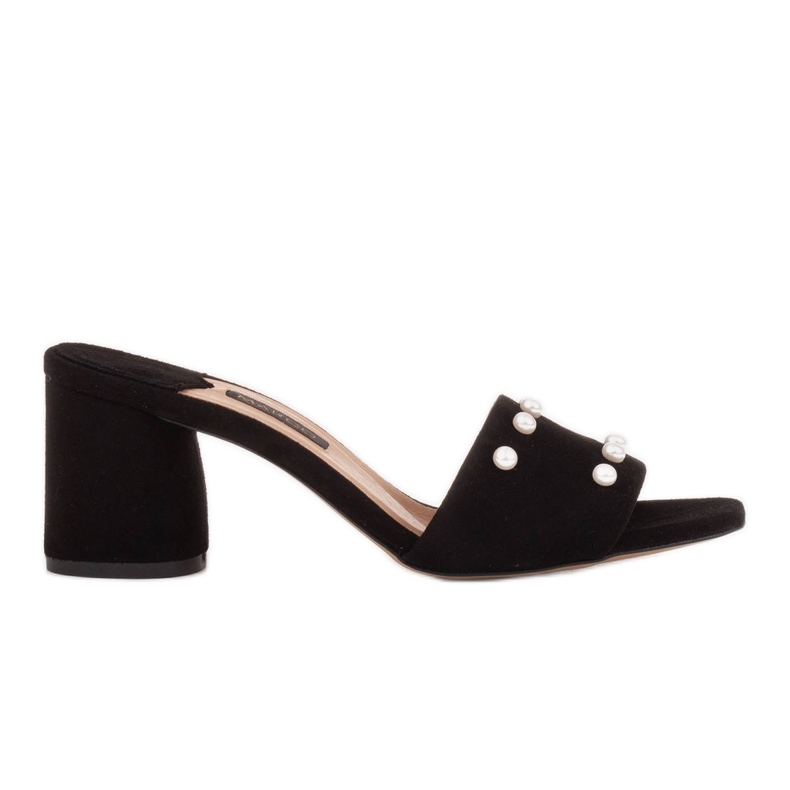 Marco Shoes Chinelos femininos Marco feitos de camurça natural preto