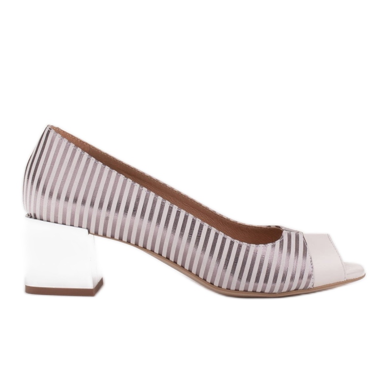 Marco Shoes Sapatilhas femininas com listras metálicas com frente aberta branco prata