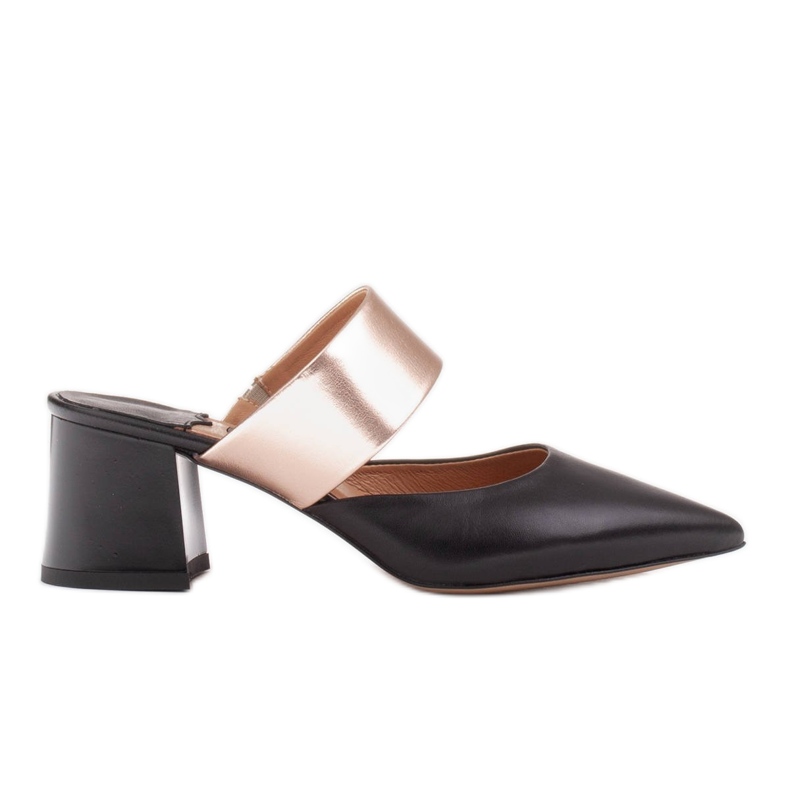 Marco Shoes Sapatos elegantes femininos para o verão preto dourado