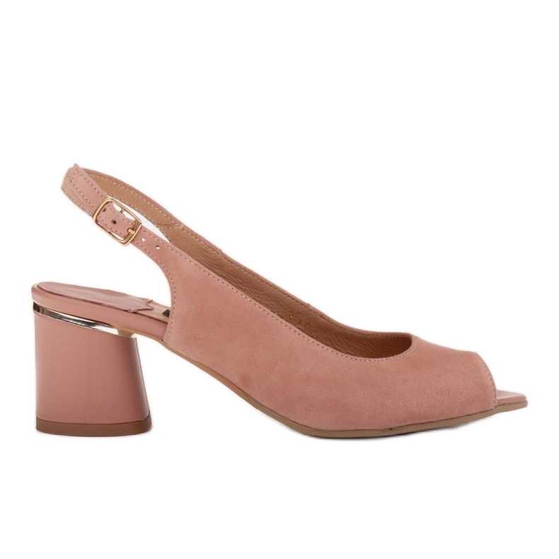 Marco Shoes Sandálias femininas elegantes com um toque metálico rosa