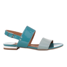 Marco Shoes Sandálias rasas com laca e salto metálico azul