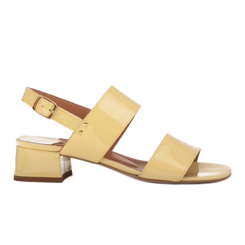 Marco Shoes Sandálias Cinta com salto revestido de couro amarelo