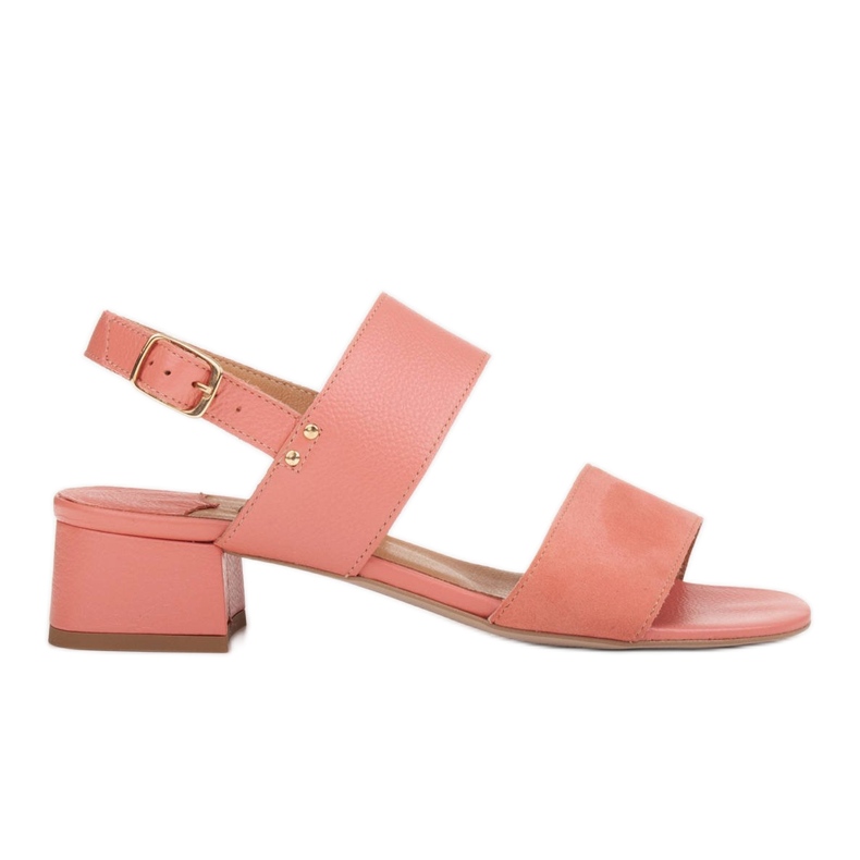 Marco Shoes Sandálias Cinta com salto revestido de couro rosa