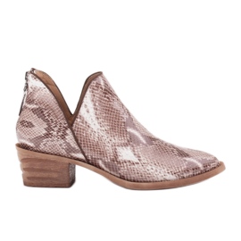 Marco Shoes Botas de couro natural com corte em V bege marrom