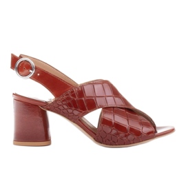 Marco Shoes Sandálias femininas de couro feitas de couro com listras cortadas marrom