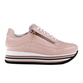 Marco Shoes Tênis com sola grossa de couro natural rosa Marco Shoes Tênis com sola grossa de couro natural rosa