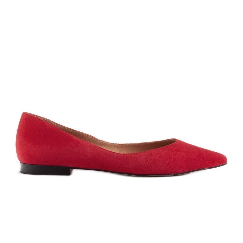 Marco Shoes Bailarinas femininas com laterais baixas vermelho