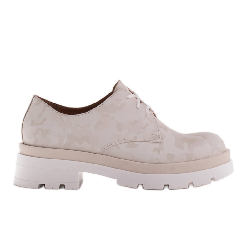 Marco Shoes Sapatos de couro camuflado com sola grossa bege