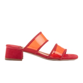 Marco Shoes Chinelos femininos com listras translúcidas vermelho