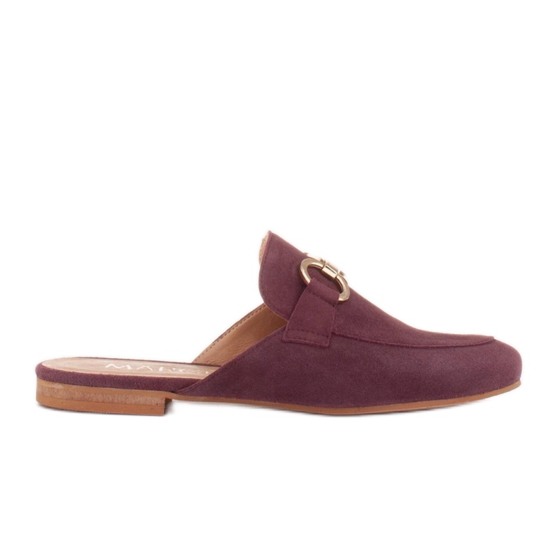 Marco Shoes Chinelos femininos de camurça com enfeite vermelho multicolorido