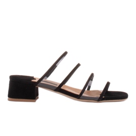 Marco Shoes Chinelos femininos com listras translúcidas preto