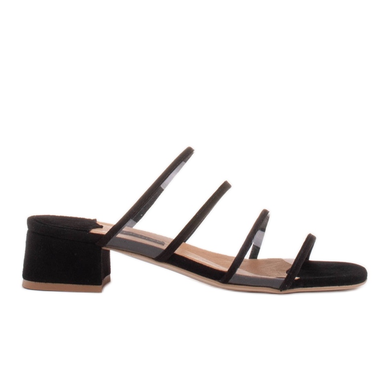 Marco Shoes Chinelos femininos com listras translúcidas preto