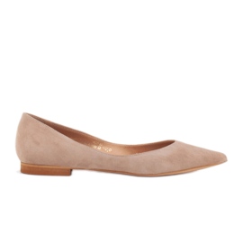 Marco Shoes Bailarinas femininas com laterais baixas bege