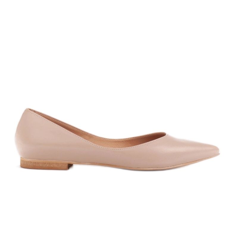 Marco Shoes Bailarinas femininas com laterais baixas bege