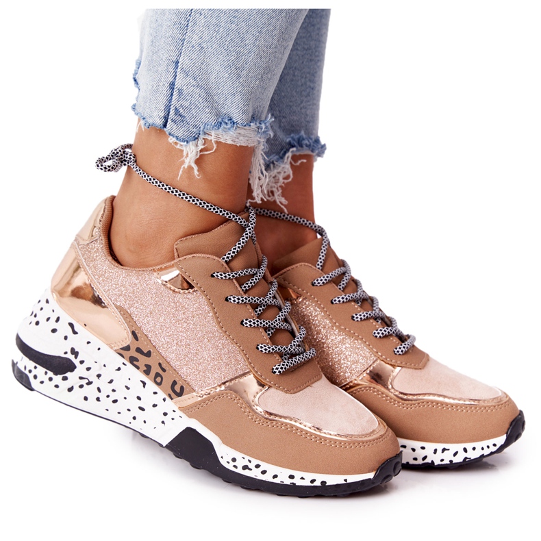 PS1 Tênis feminino cunha ouro rosa Avery dourado