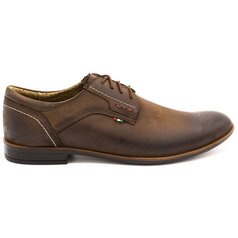 Sapatos masculinos de couro Olivier 305GT marrom castanho