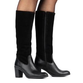 Olivier Botas pretas femininas com isolamento no espigão preto