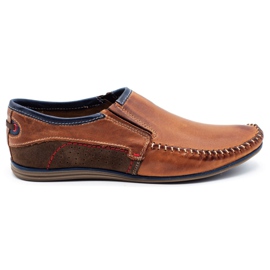 KOMODO Sapatos masculinos de couro 847 marrom azul-marinho
