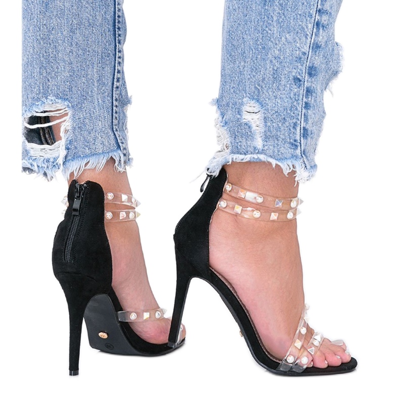 Sandálias pretas de salto alto da Mao preto