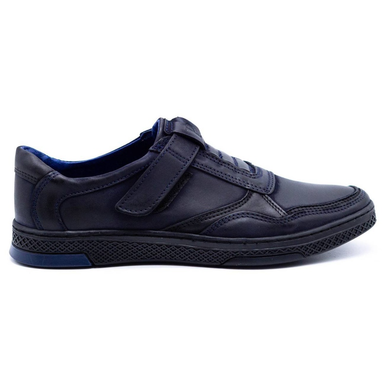 Polbut Sapatos casuais masculinos de couro 2102 grão azul marinho