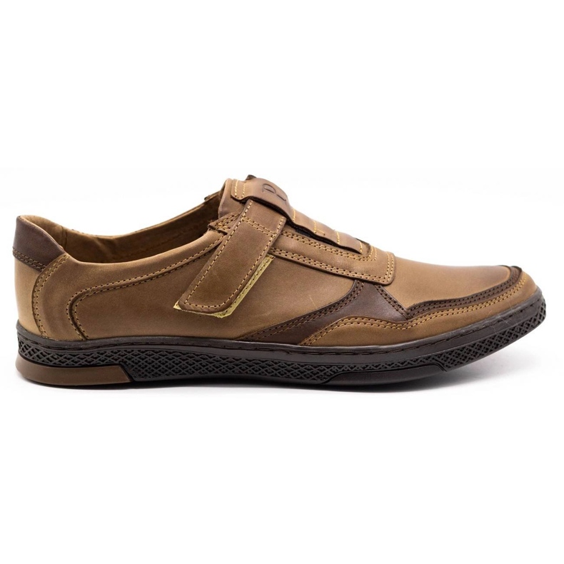 Polbut Sapatos casuais masculinos de couro 2102 marrom castanho