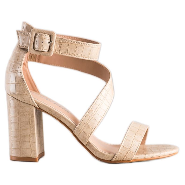 Renda Sandálias Em Bar Com Eco Couro bege