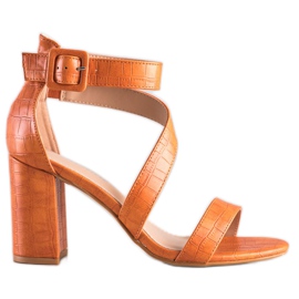 Renda Sandálias Em Bar Com Eco Couro laranja