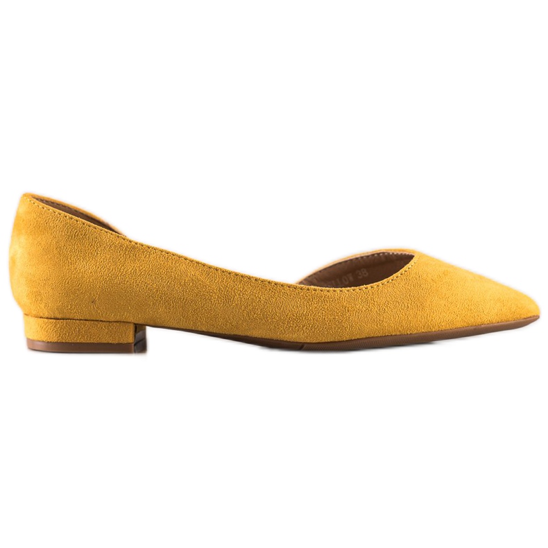 Lovery Bailarinas de camurça com recorte amarelo