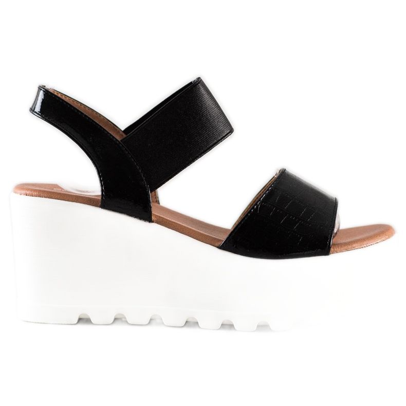 Weide Sandálias leves em cunha branca preto