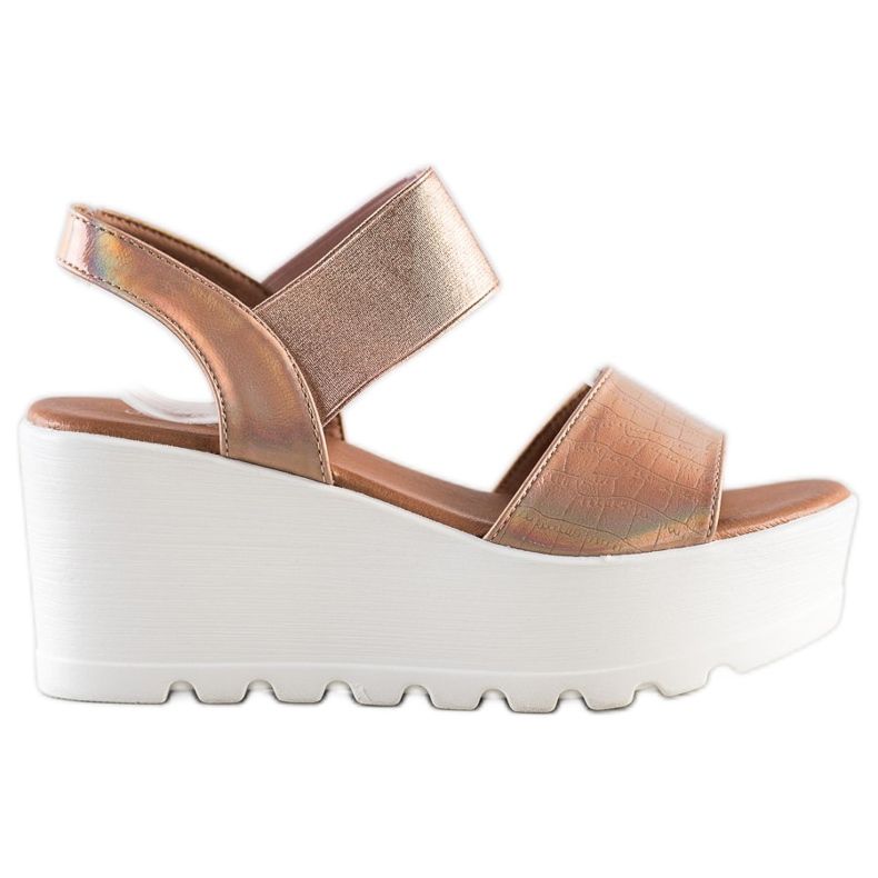 Weide Sandálias leves em cunha branca dourado