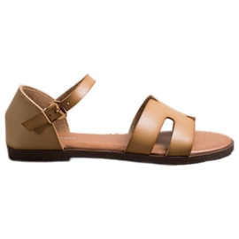 Ideal Shoes Sandálias clássicas feitas de couro ecológico marrom