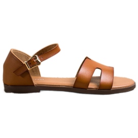 Ideal Shoes Sandálias clássicas feitas de couro ecológico marrom