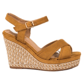 SHELOVET Sandálias elegantes em cunha marrom