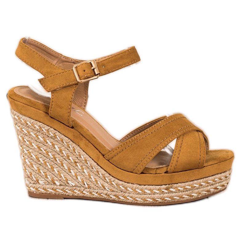 SHELOVET Sandálias elegantes em cunha castanho