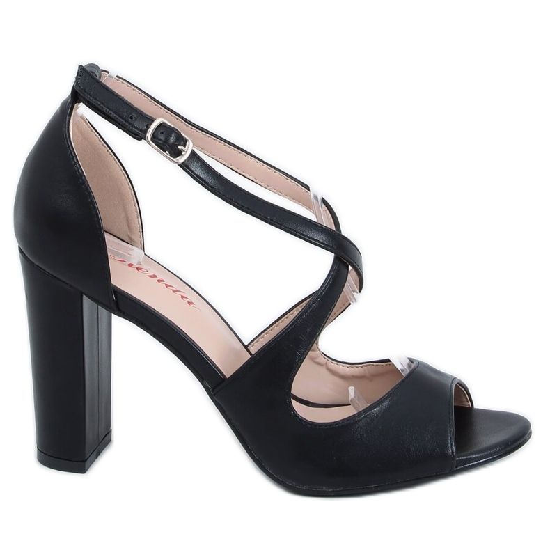 Sandálias pretas de salto alto S-837 pretas preto