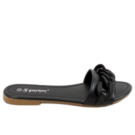 Chinelos pretos com corrente preta CK205P preta