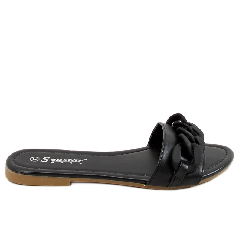 Chinelos pretos com corrente preta CK205P preta