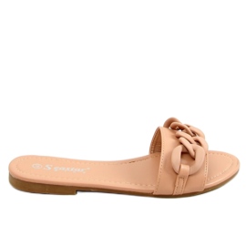 Chinelos bege com corrente CK205P Khaki cáqui