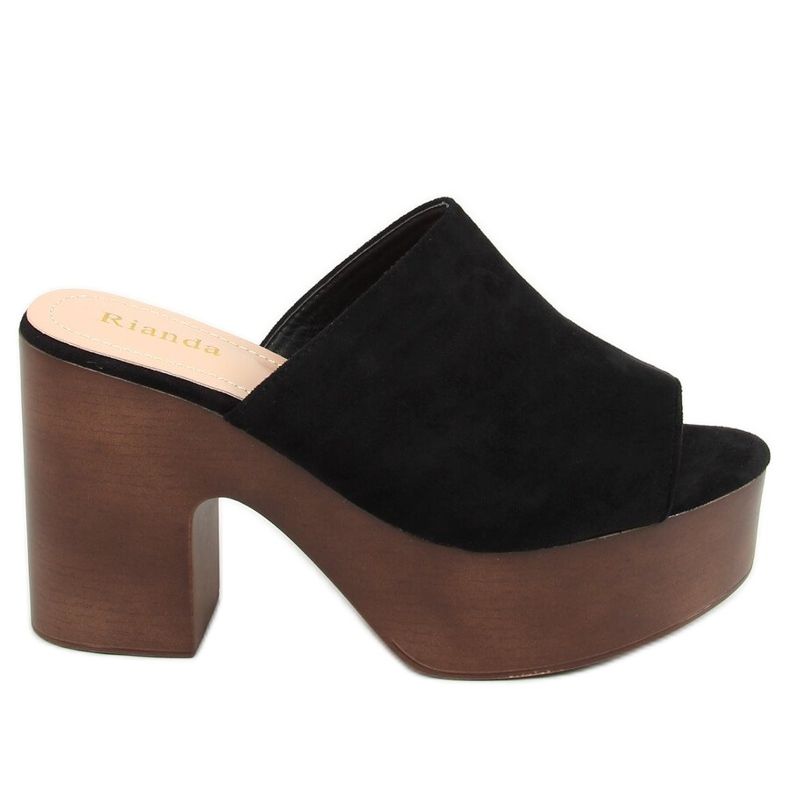 Chinelos pretos F8202 tamancos pretos