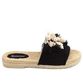 Chinelos pretos YQ228P pretos com conchas