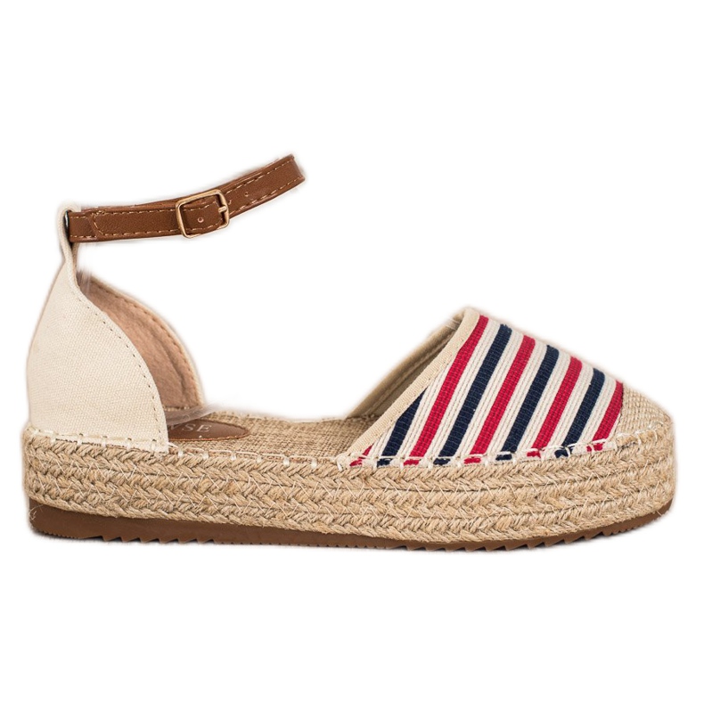 Clowse Alpercatas listradas com fivela bege vermelho multicolorido