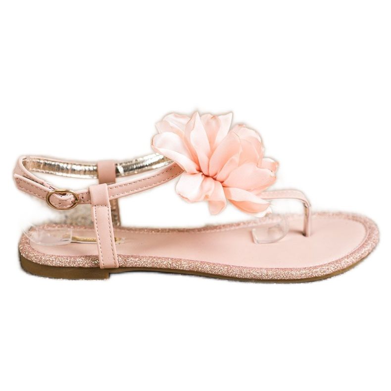 BUONAROTTI Sandálias de chinelo com flor laranja rosa