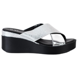 Weide Chinelos Silver Wedge prata