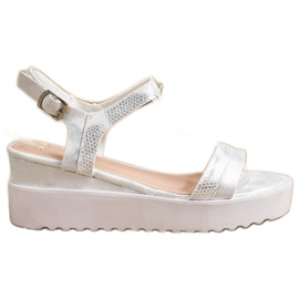 Bestelle Sandálias de cunha cintilantes branco