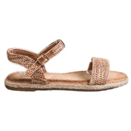 Bestelle Sandálias trançadas com fivela dourado Bestelle Sandálias trançadas com fivela dourado