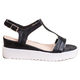 Bestelle Sandálias de cunha cintilantes preto