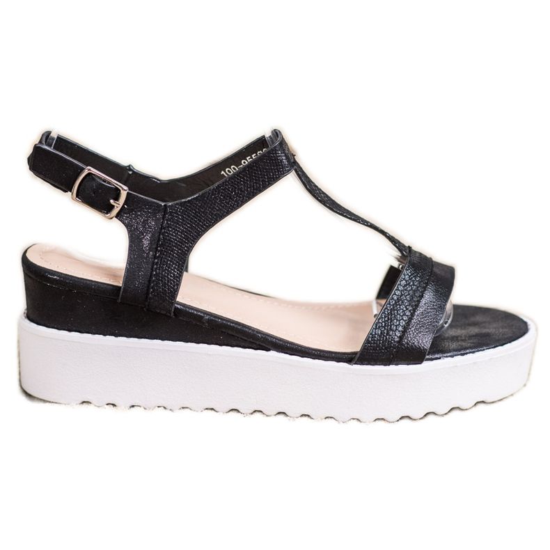 Bestelle Sandálias de cunha cintilantes preto