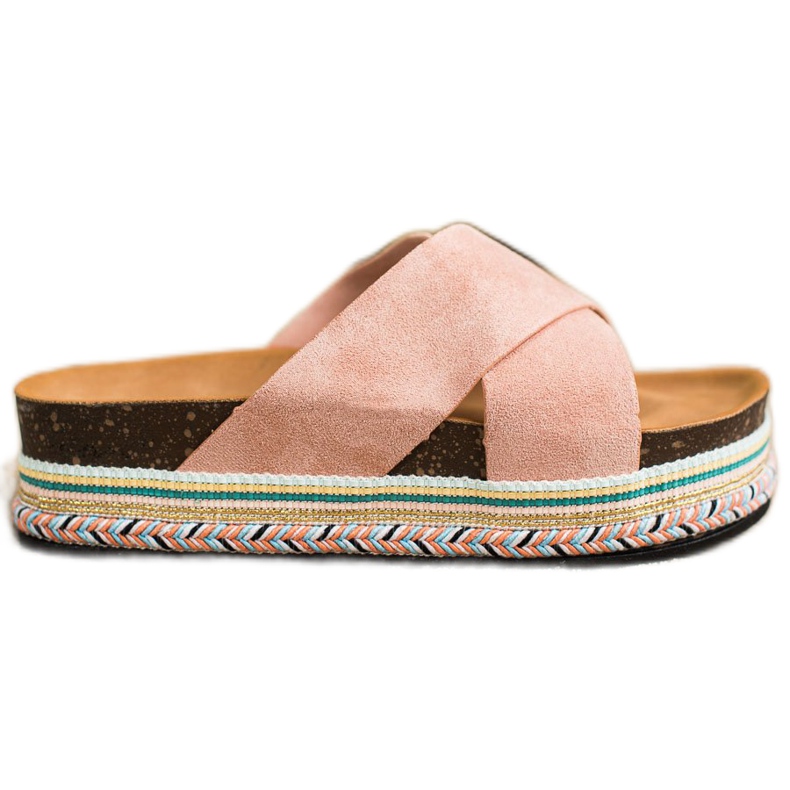 SHELOVET Chinelos de camurça em pó rosa