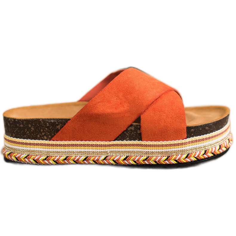 SHELOVET Chinelos laranja com camurça