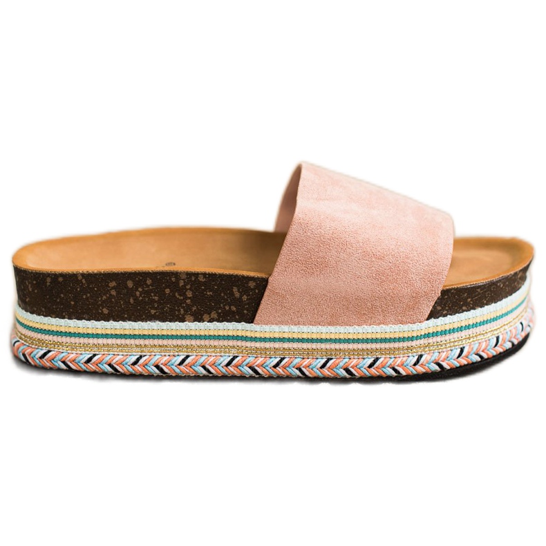 SHELOVET Chinelos confortáveis ​​de camurça rosa